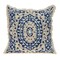 Nassau Collection 18" Beige and Blue Embroidered Ethnic Design Throw Pillow